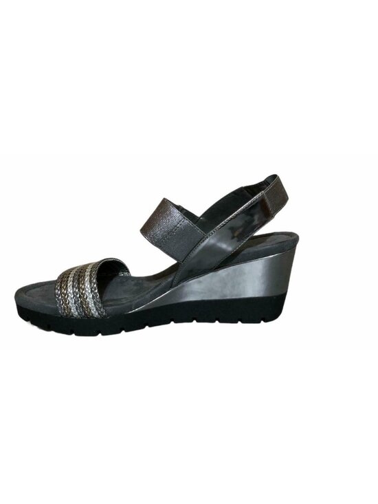 Bandonlino Sandals Wedge Heel Womens 10 M Metallic Silver Gray Comfort Strappy - Picture 7 of 11